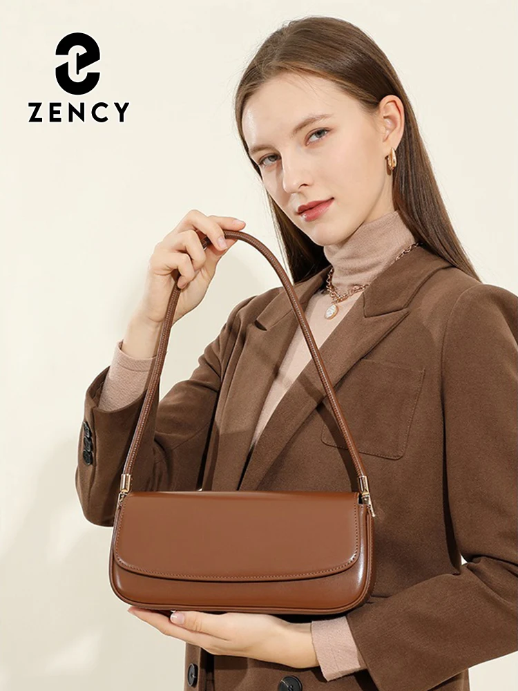 Zency Brown Bag Designer Underarm Bag Ladies Handbag Premium Leather Ladies Shoulder Bag French Style Flap Sac Bride's Bag