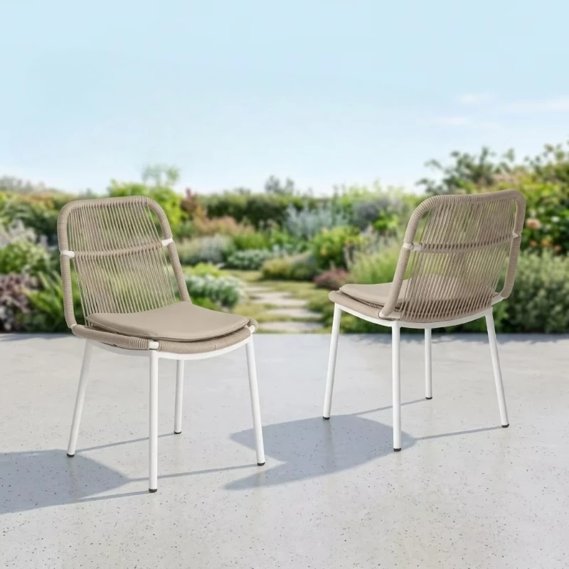 Outdoor Rocking Chair Lightweight Rope Aluminum Frame Garden Seat Modern