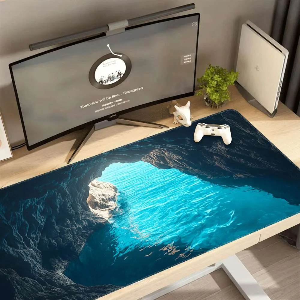 Desktop game mouse pad with seashore cave pattern design decoração setup gamer alfombrilla ratón mousepad gamer