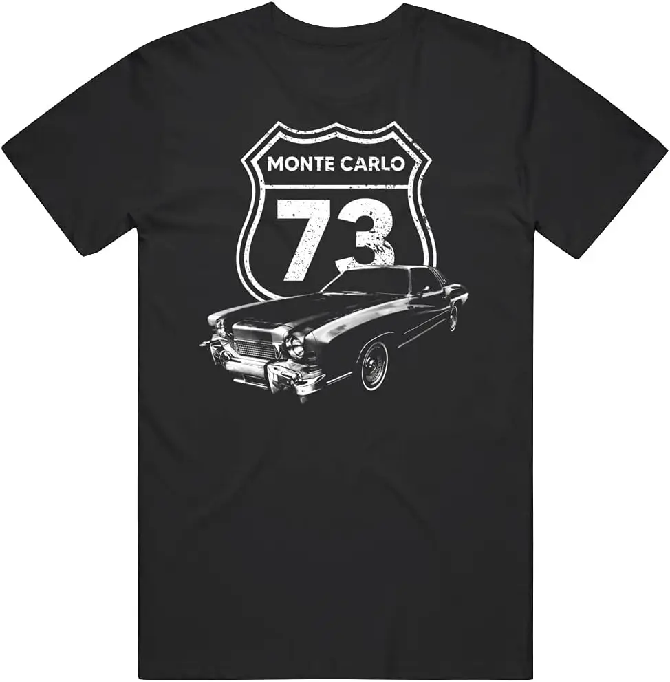 1973 Monte Carlo Front Three Quarter View with Model Year T Shirt