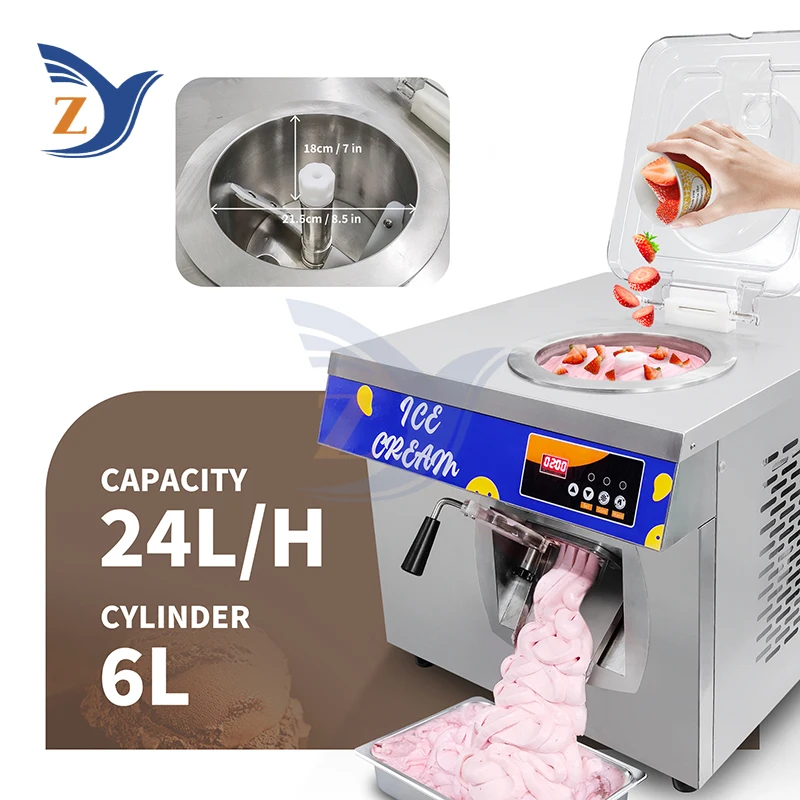 Hard Ice Cream Machine 3-in-1 Automatic Gelato New Small 24 Liters Per Hour Party Desktop Stainless Steel Equipment Commercial