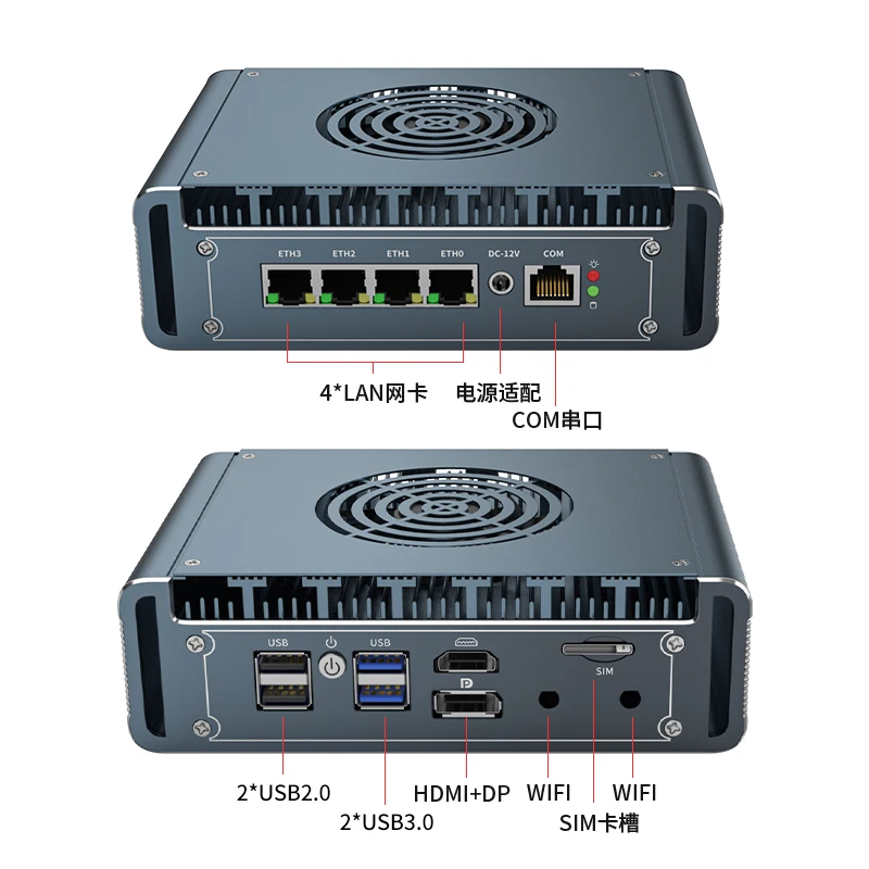 

4*226-V 2.5G LAN Fan Mini PC Intel 12th Gen N100 pfSense proxmox Firewall Comouter Windows11 1* RJ45 COM Soft Router DDR5 NVMe