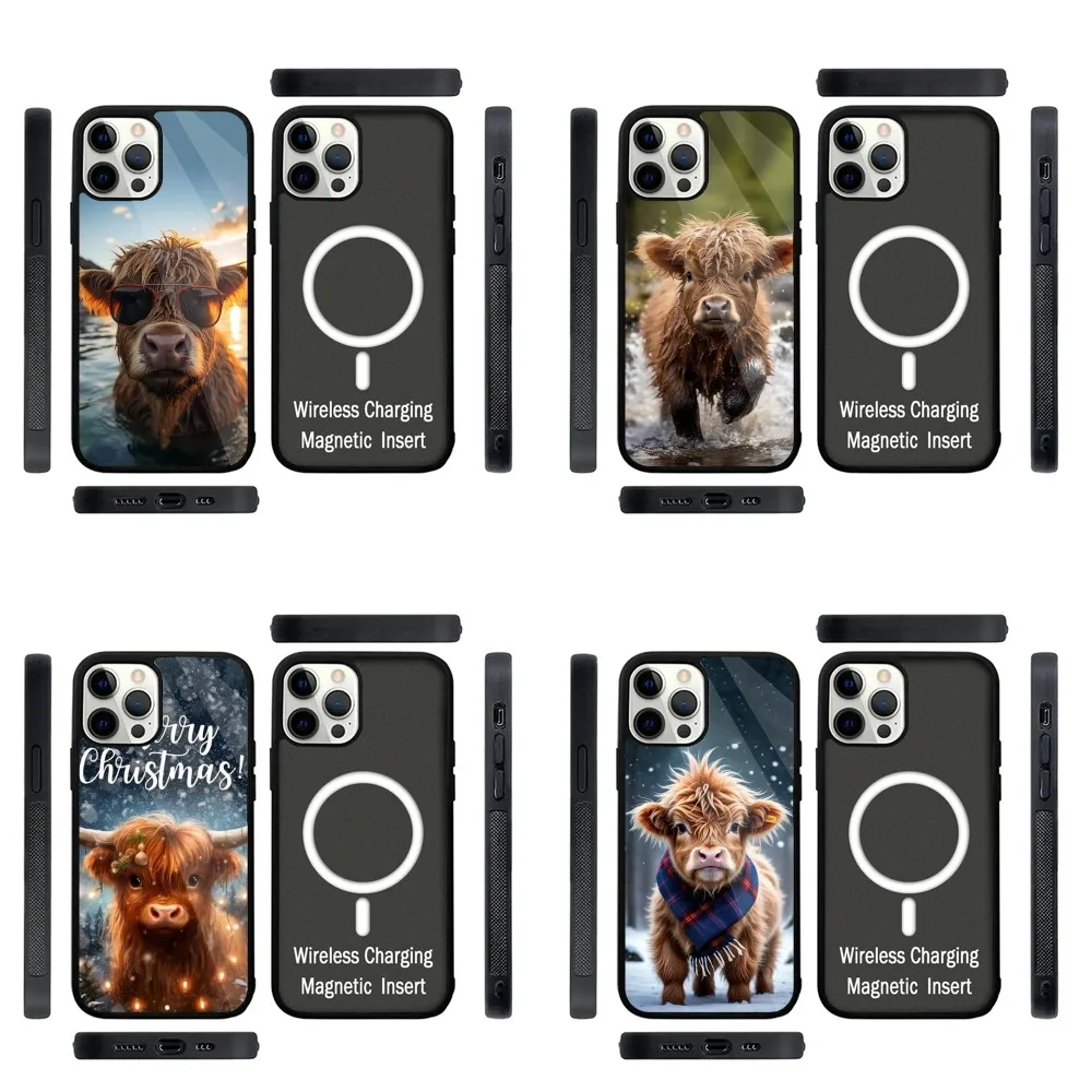 

Cute Highland Cow Phone Case Strong Magnetic For IPhone 16,15,14,13,Pro,Max,Plus,11,12,Mini For Magsafe Wireless Charging