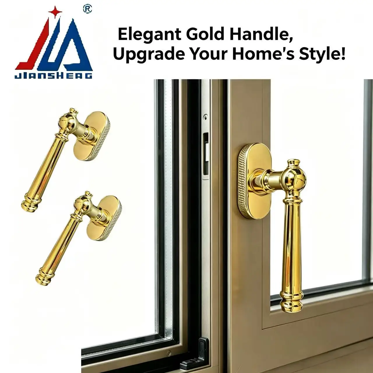 Luxury Gold Solid Brass Tilt and Turn Window Handle for Thermal Break Aluminum Casement Windows Hardware