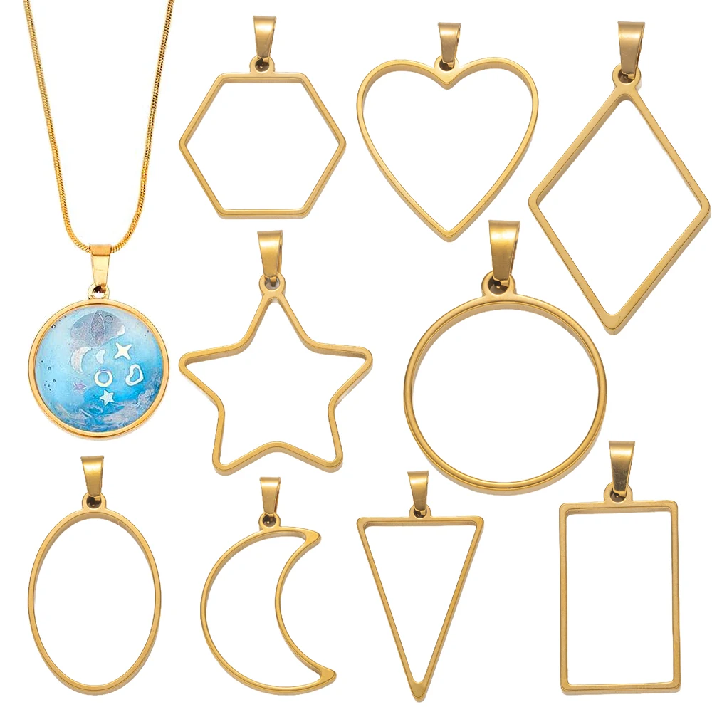 

5 шт., формы из смолы с открытой спиной из нержавеющей стали, подвески, заготовки, рамка, полый ободок, подвески для серег, ожерелья, браслета, изготовление своими руками