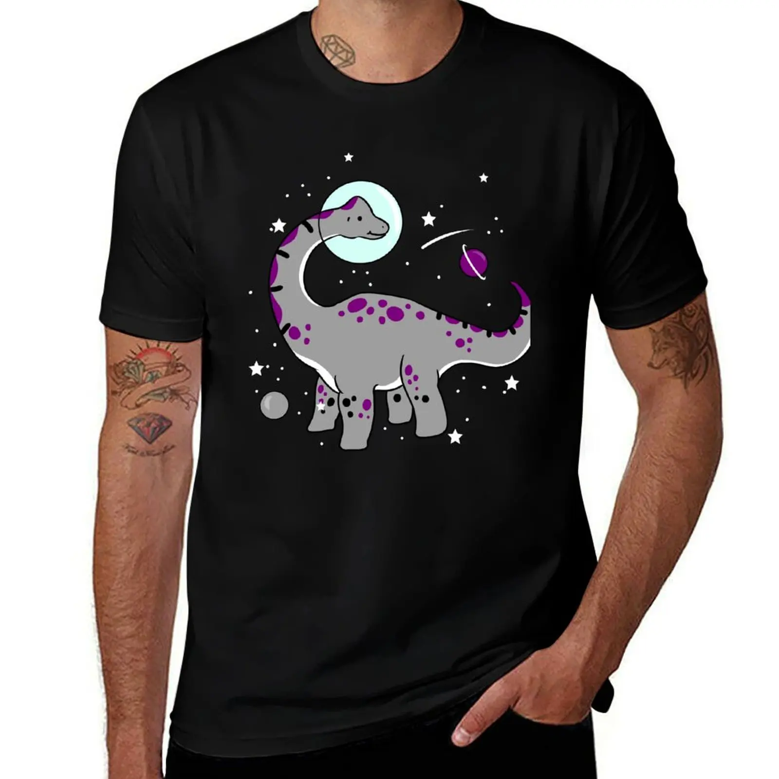 Ace Pride Dinosaur For Asexuals T-Shirt Functional Casual Short Sleeve Tee