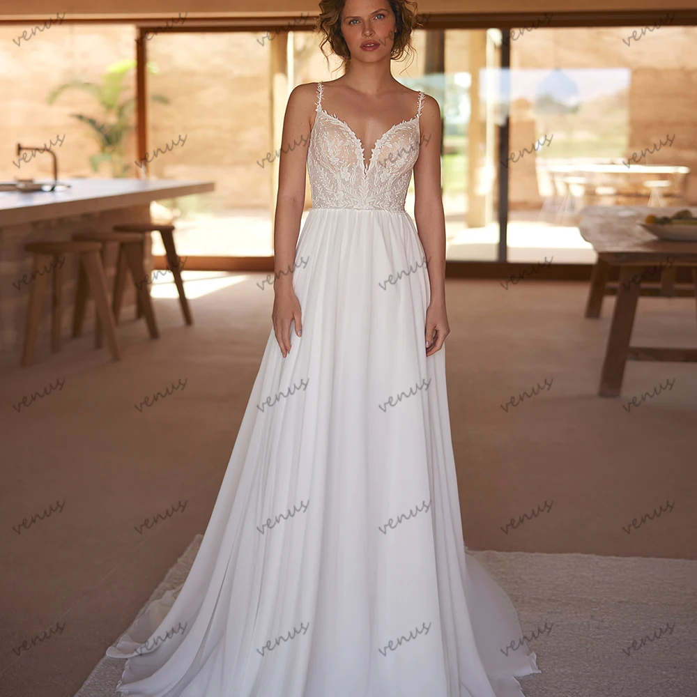 

Illusion Wedding Dresses Elegant Bridal Gowns Lace Appliques Sleeveless Backless Robes Glamorous Vestidos De Novia Customized