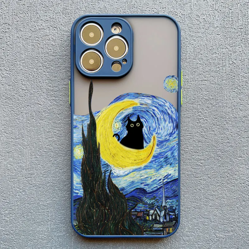 Retro Ölgemälde Van-Gogh Katze Handyhülle für iPhone 17 15 13 12 11 Pro Max Mini 16 14 Pro Max 15 Plus X XS XR stoßfeste Hülle – Detail 4