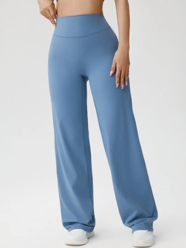 Women High Waist Wide Leg Yoga Pants Soft Stretch Loose Straight Leg Hip Lifting Gym Workout Casual Sports Trousers