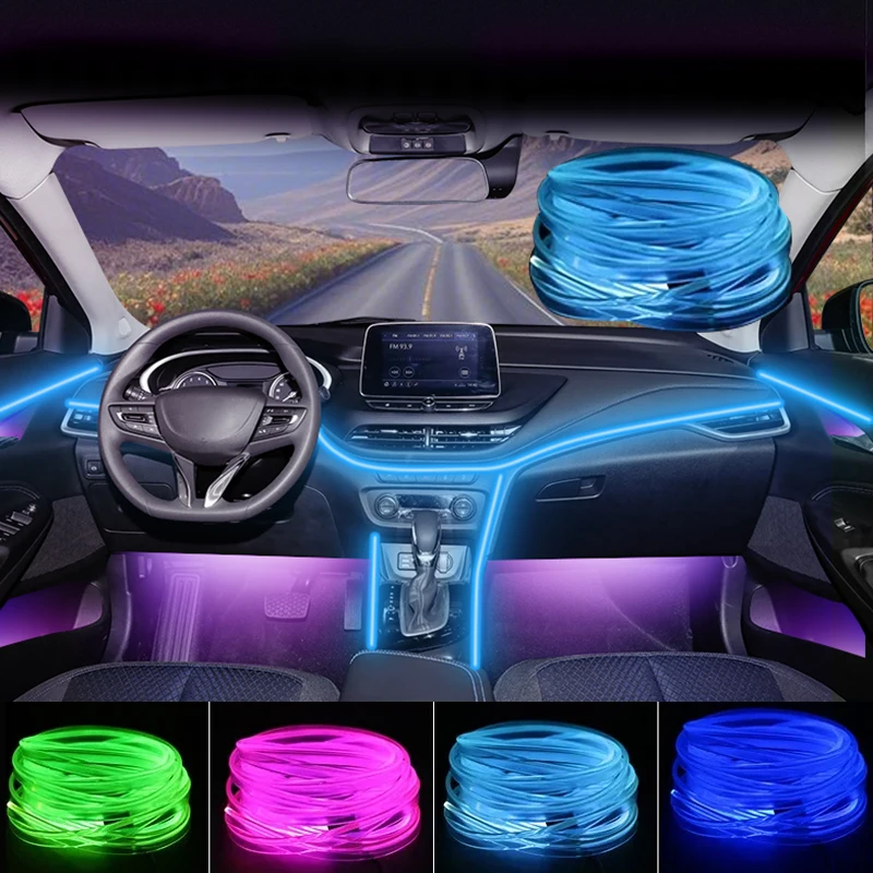 

Auto LED Ambient Lamp Cold Light Dashboard Console Decorative Strips 1-5M