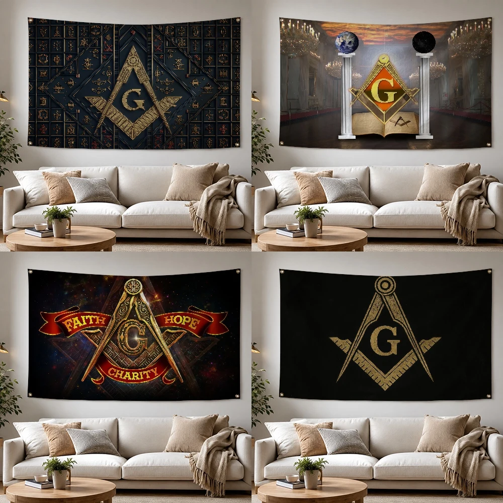 Freemason Fashion Logo Outdoor Flag for Home Camping Party Club Decor Garden Yard Wall Hanging Banner