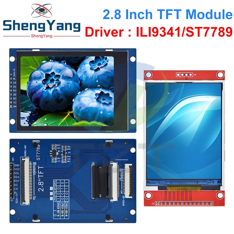 SPI TFT LCD 직렬 포트 모듈, PCB 어댑터 포함, 마이크로 SD ILI9341, ST7789V, 아두이노용 LED 디스플레이, 2.8 인치, 240x320, 2.8 인치, 5V, 3.3V