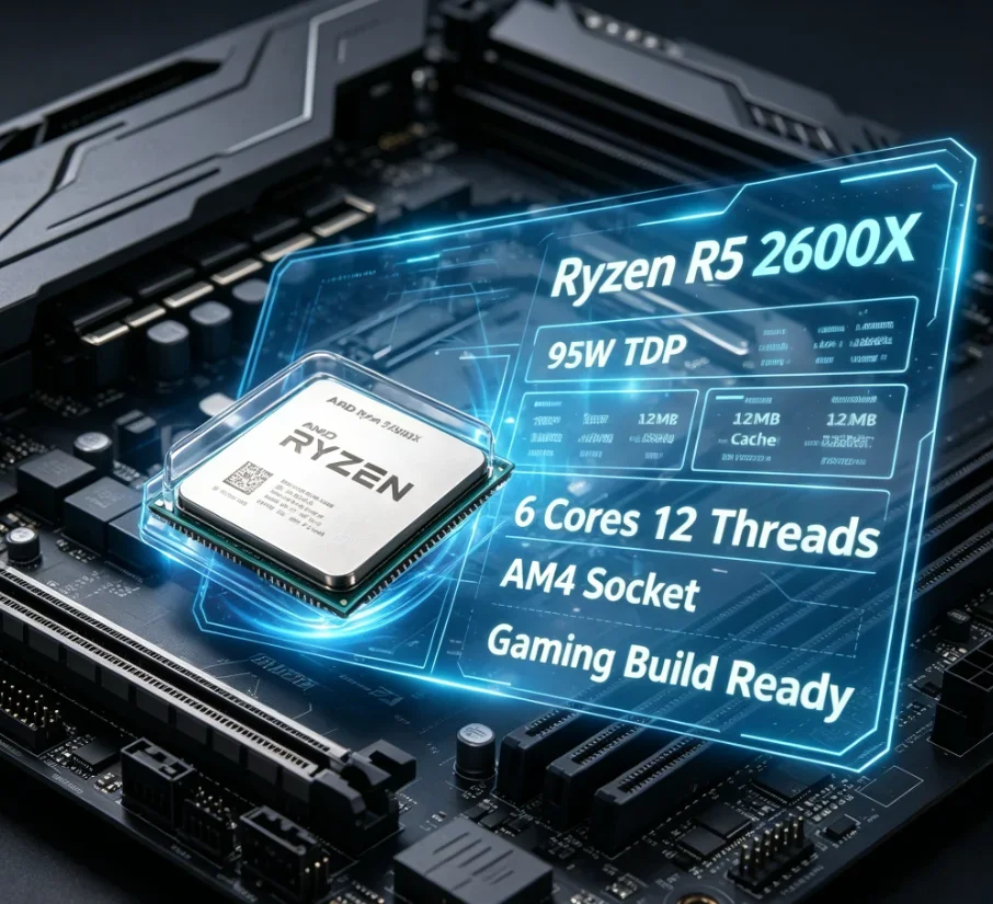 

DIY Gaming PC Parts AMD R5 2600X AM4 CPU 12nm 12MB Cache 4.2GHz High Frequency Multi-Thread Desktop Processor Without Fan