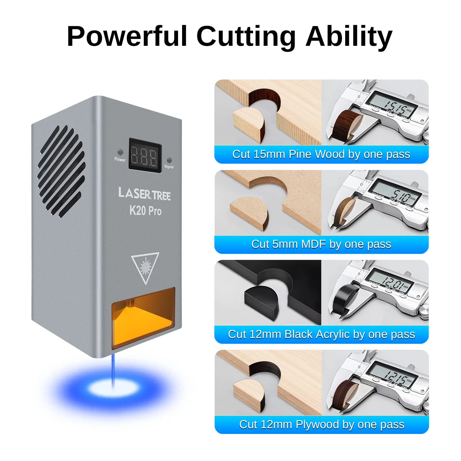 LASER TREE Głowica laserowa o dużej mocy 20 W z modułem niebieskiego światła TTL Air Assist do laserowego narzędzia do grawerowania DIY