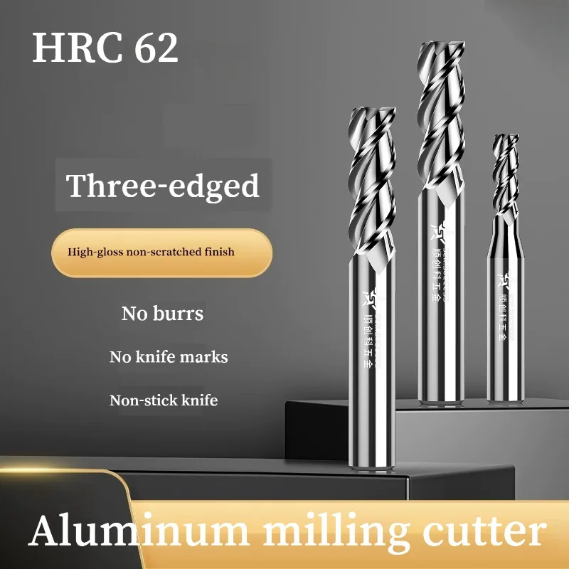3 Flute Carbide End Mill HRC62 Tungsten CNC Milling Cutter 1-20mm For Aluminum Wood Plastic