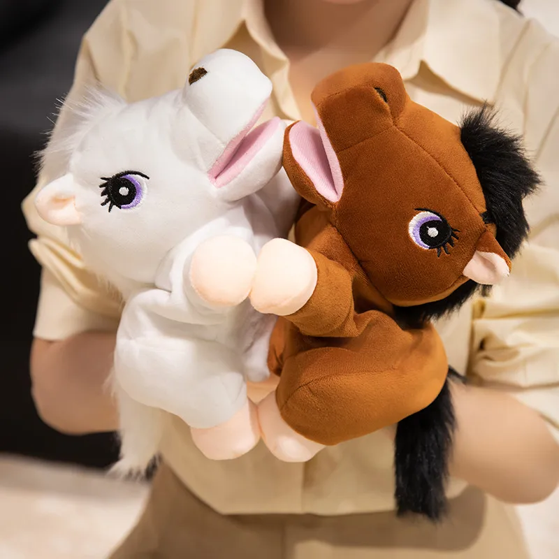 28cm Kawaii มือของเล่นตุ๊กตาน่ารัก Little Horse Puppet ตุ๊กตาตุ๊กตาเด็กสัตว์สร้างสรรค์ของขวัญวันเกิดเด็ก