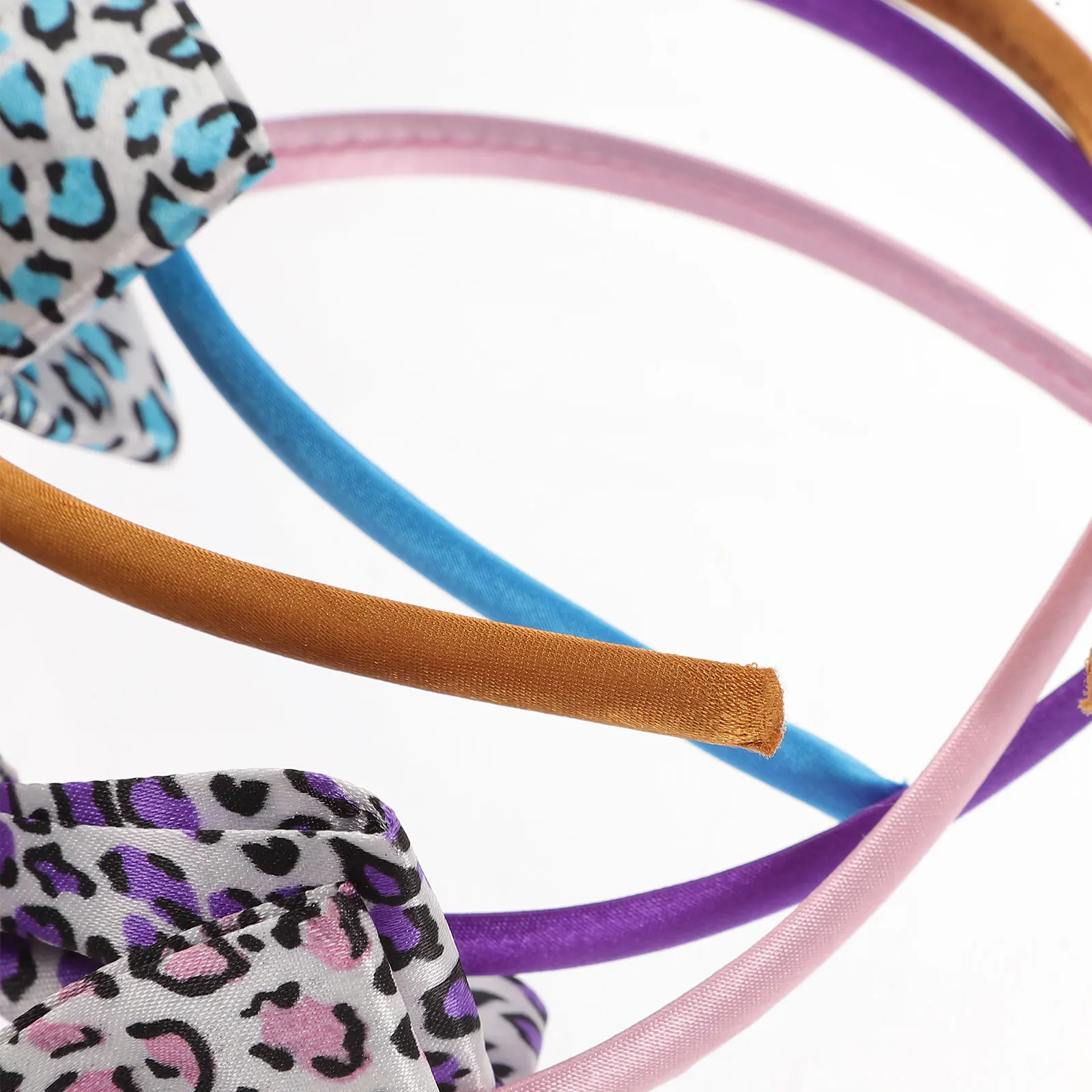 

5Pcs Leopard Bow Headb Fashion Hair Hoop Printing Women Grey Durable Cloth Daily Wear Parties Hair Tools Styling