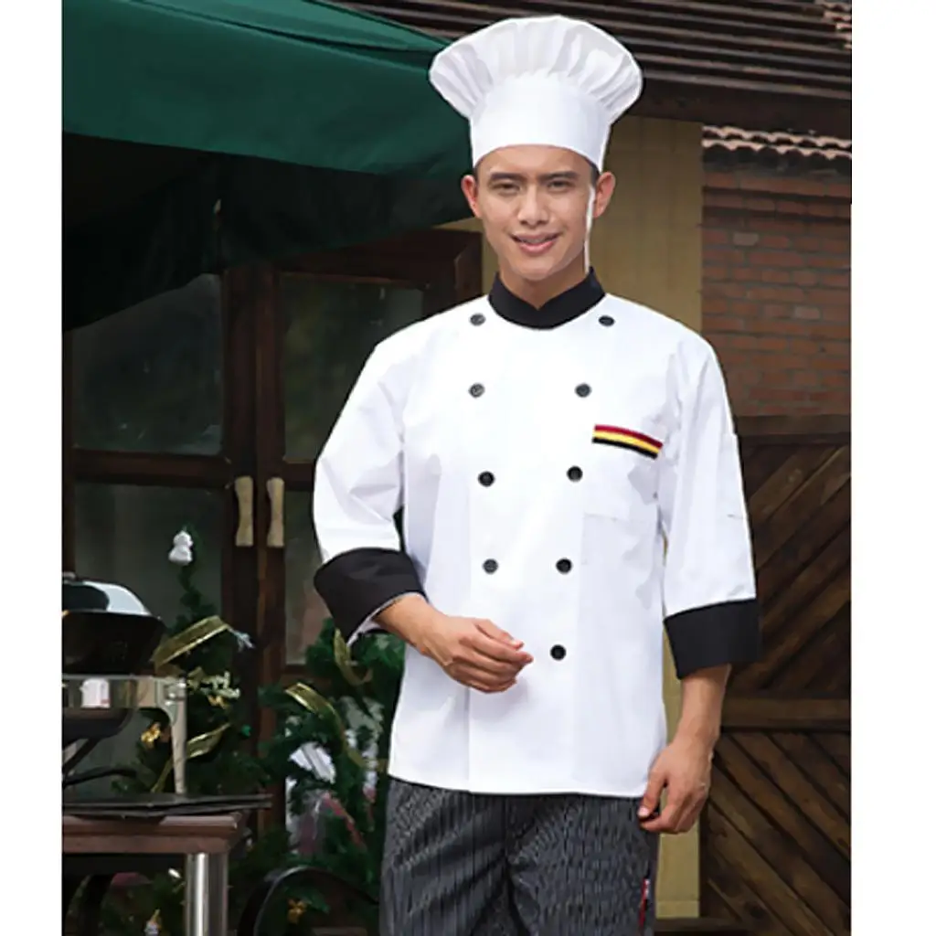 Unisex Long Sleeve Chef Coat with Long Sleeves for Men Women White Color