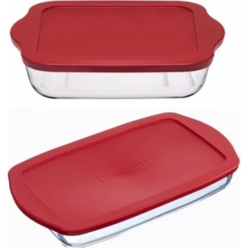 Pasabahce Pyrex Red Cap Square and Rectangular Storage Container 2 Pcs