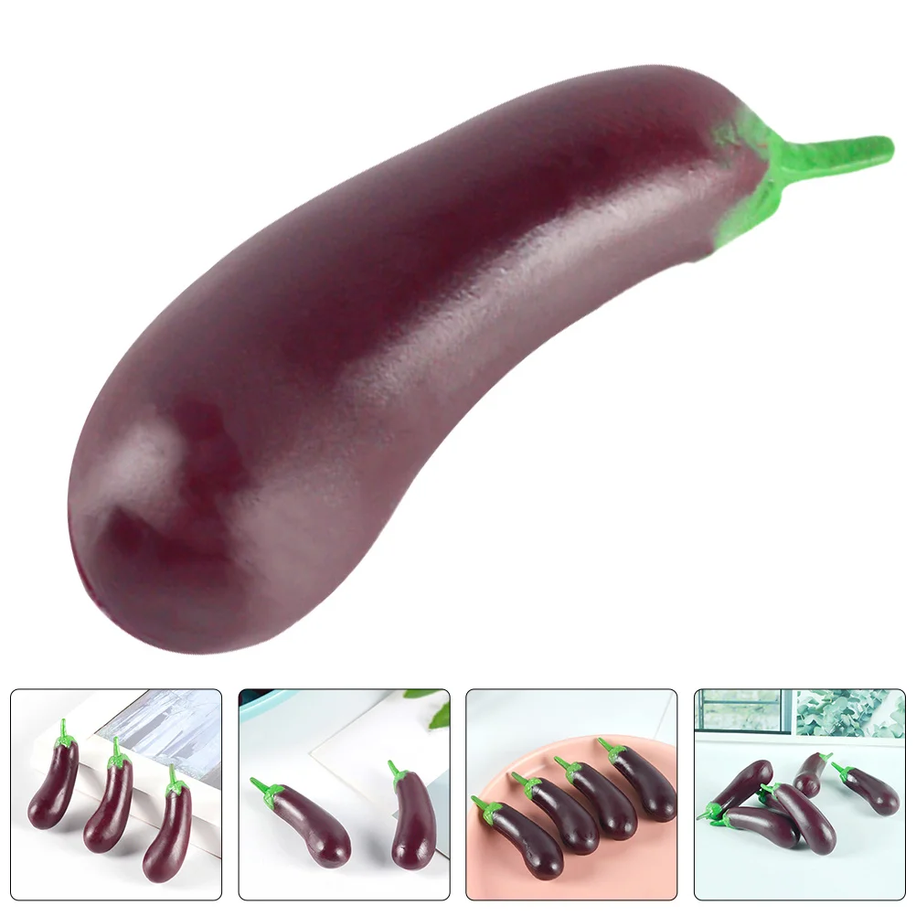 

5Pcs Miniature Eggplants Exquisite Craft Realistic Mini House Decor Smooth Surface PVC Material Kids Accessory