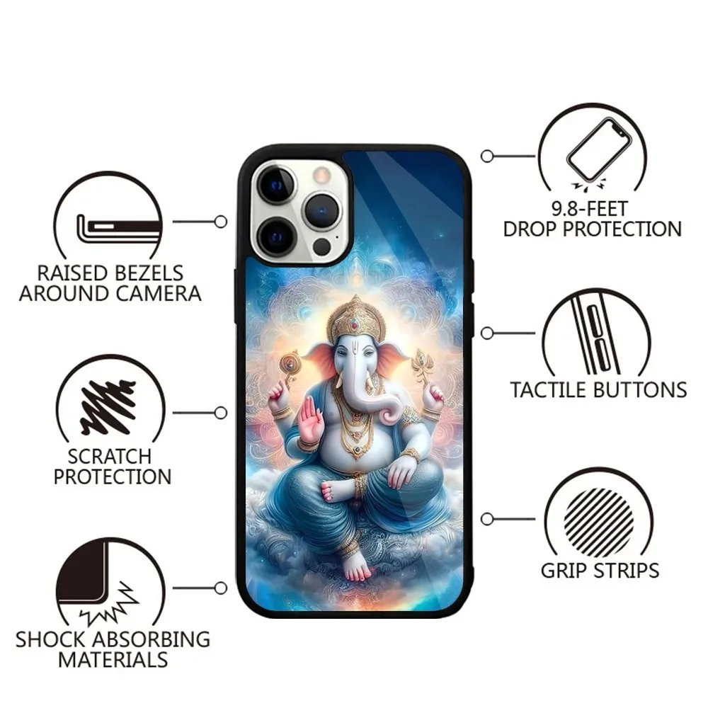 Ganesh Elephant God Phone Case For iPhone 15,14,13,12,11,Plus,Pro,Max Mini Magsafe Magnetic Wireless Charging