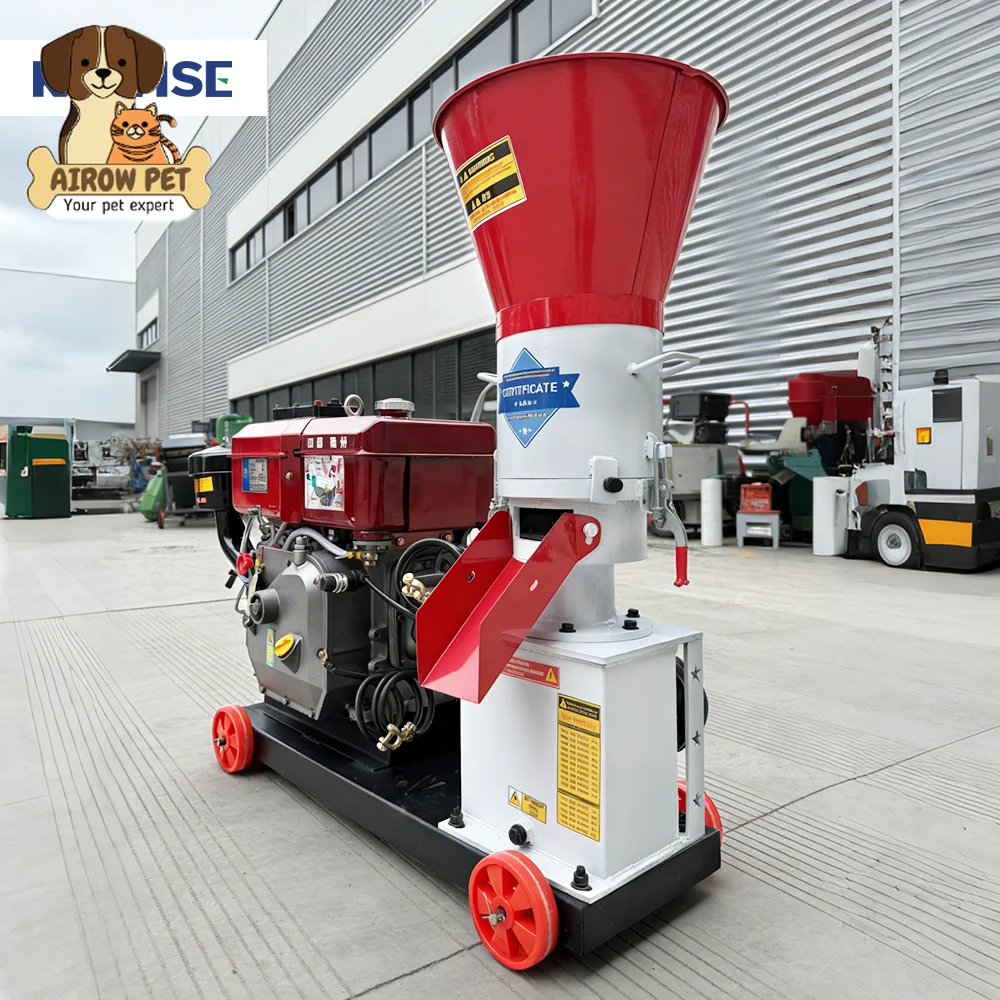 AIROW Roller Type Feed Pellet Mill with Diesel Engine for Poultry Rabbit Pig and Sheep Feed Pellets at Home