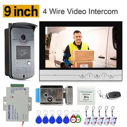 New Wired 9 inch Video Door Phone Intercom Entry System 1 Monitor + 1 RFID Access IR 700TVL Camera + Electric Control Door Lock