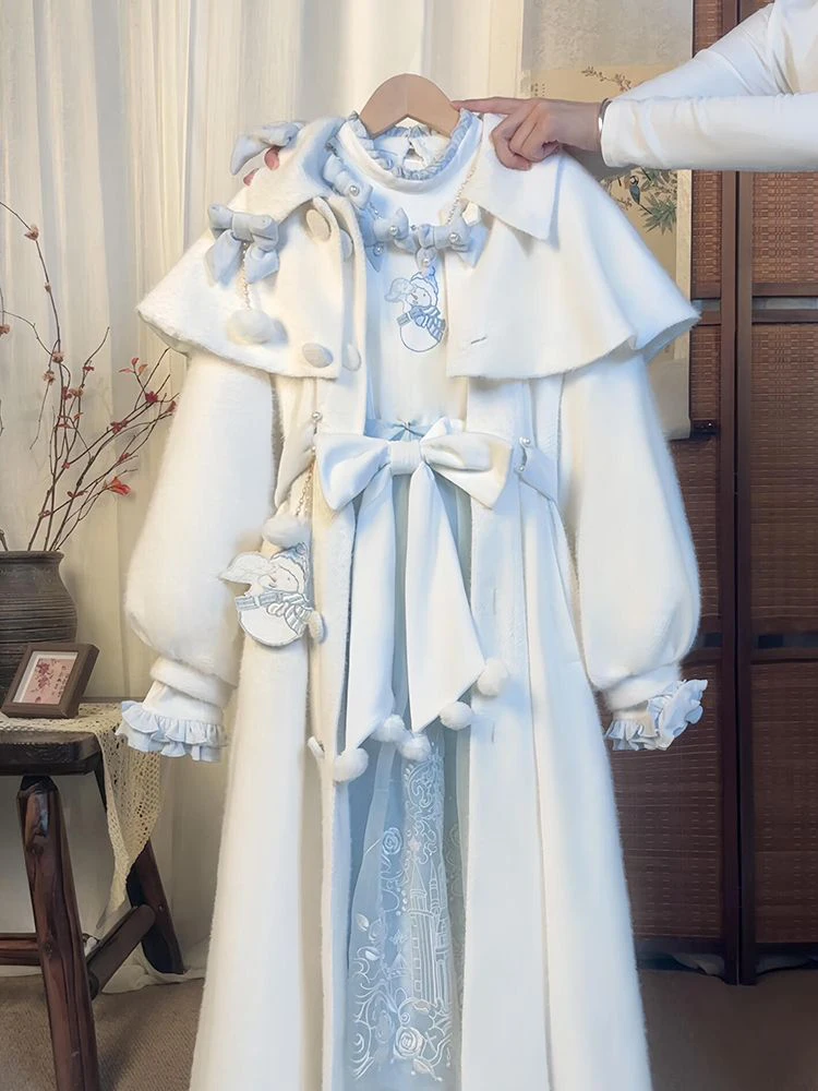 Elegant Japanese Style Women's Woolen Coat Long Loose Overcoat Winter Fashion 2026 New Arrival Midi Length Ladies Coat