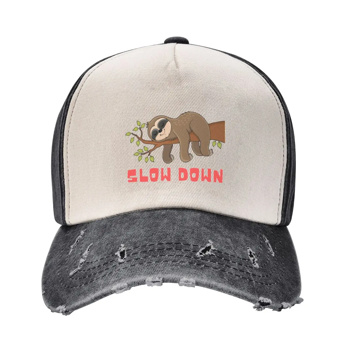 Slow down Sloth, Funny Baseball Cap hard hat Custom Cap Mountaineering Designer Man Women's