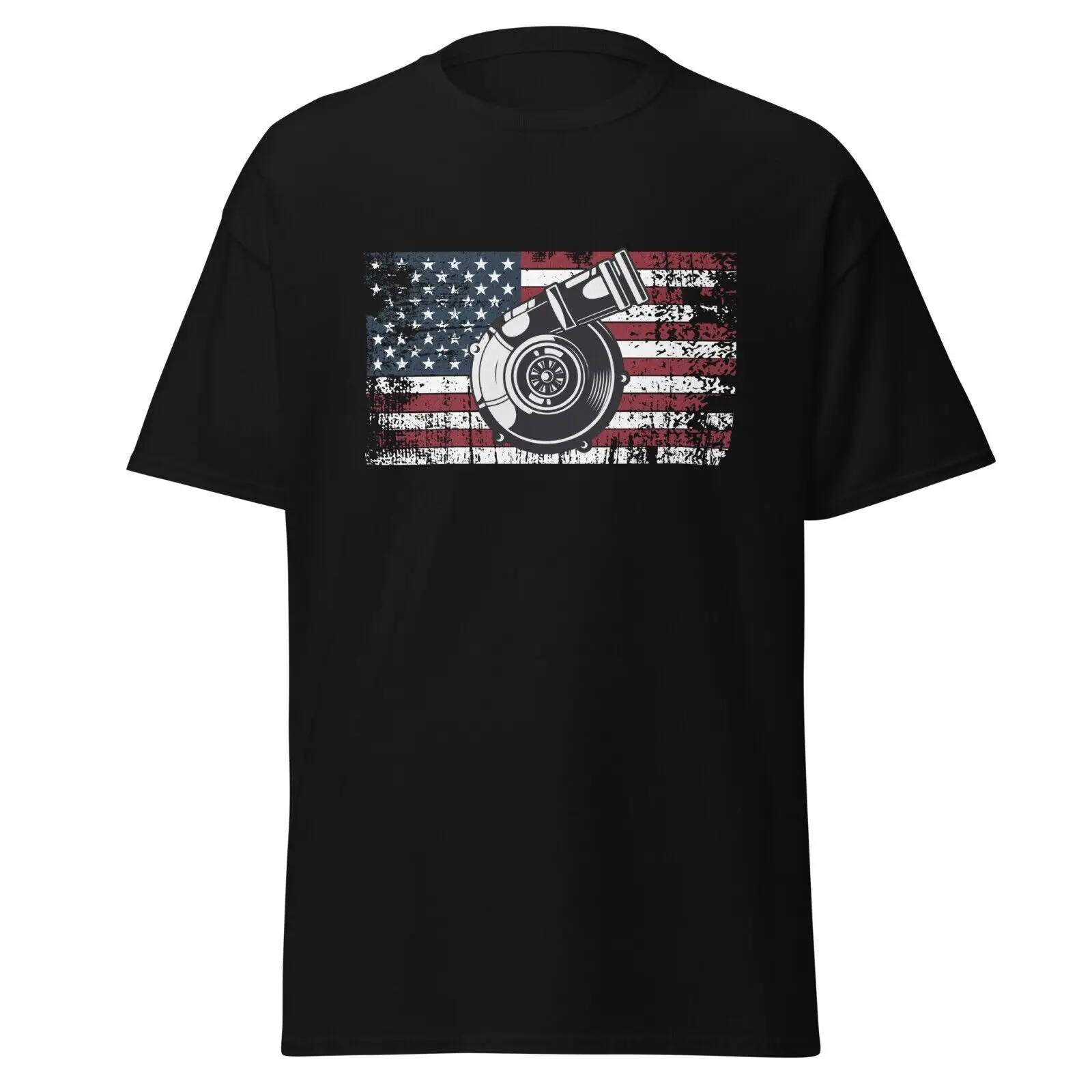 Turbo US Flag Mechanic Tuner Car Men's T-Shirt Gift Idea for Car Lover Garage