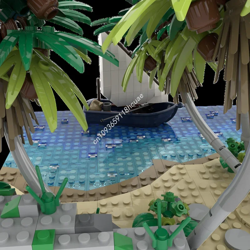 1066pcs MOC Caribbean Tropical Beach Iconsed Model Building Blocks DIY Toy Creative Christmas Gift Idea Education Brick Kids view 3