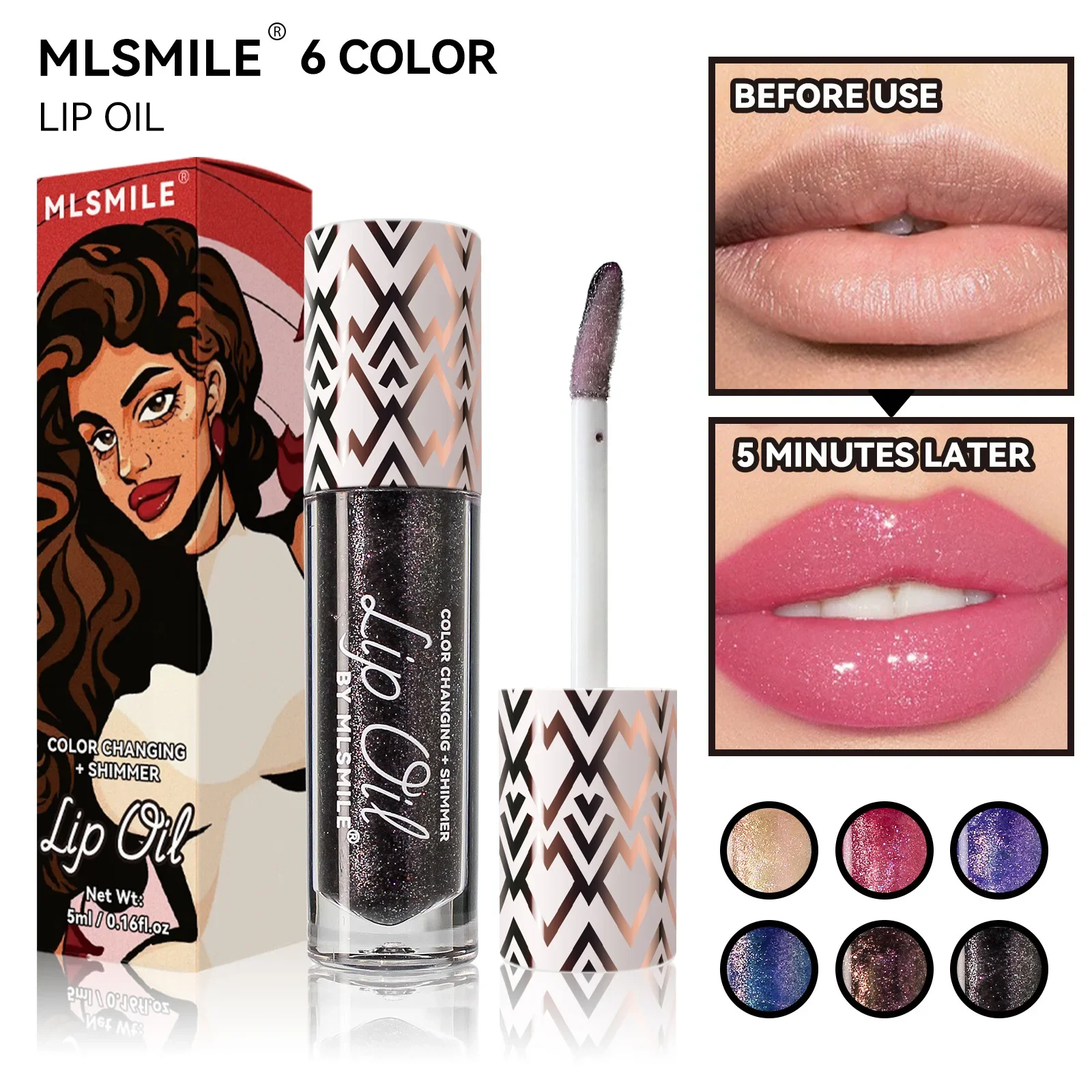 Lippenbalsam mit getönter Temperatur, glitzernder Lipgloss, feuchtigkeitsspendend, rot-orange, transparenter Lippenlack, schimmernde Tönungskosmetik