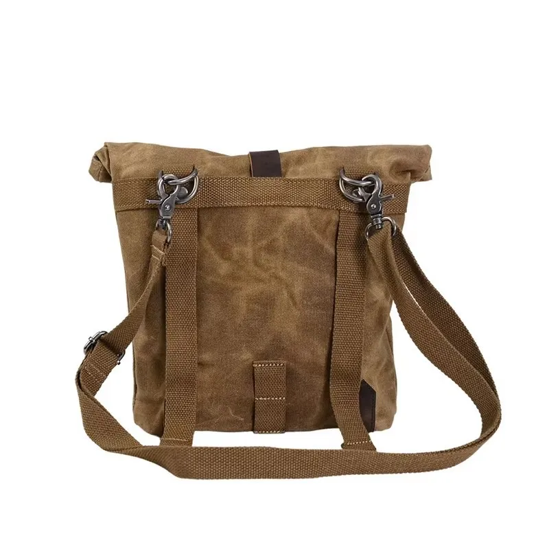 Satchel Vintage Motorcycle Side Bag Waterproof Oil Wax Canvas Hanging Bag for Small E-bike Hanging Toolkit Motorcycle Bag