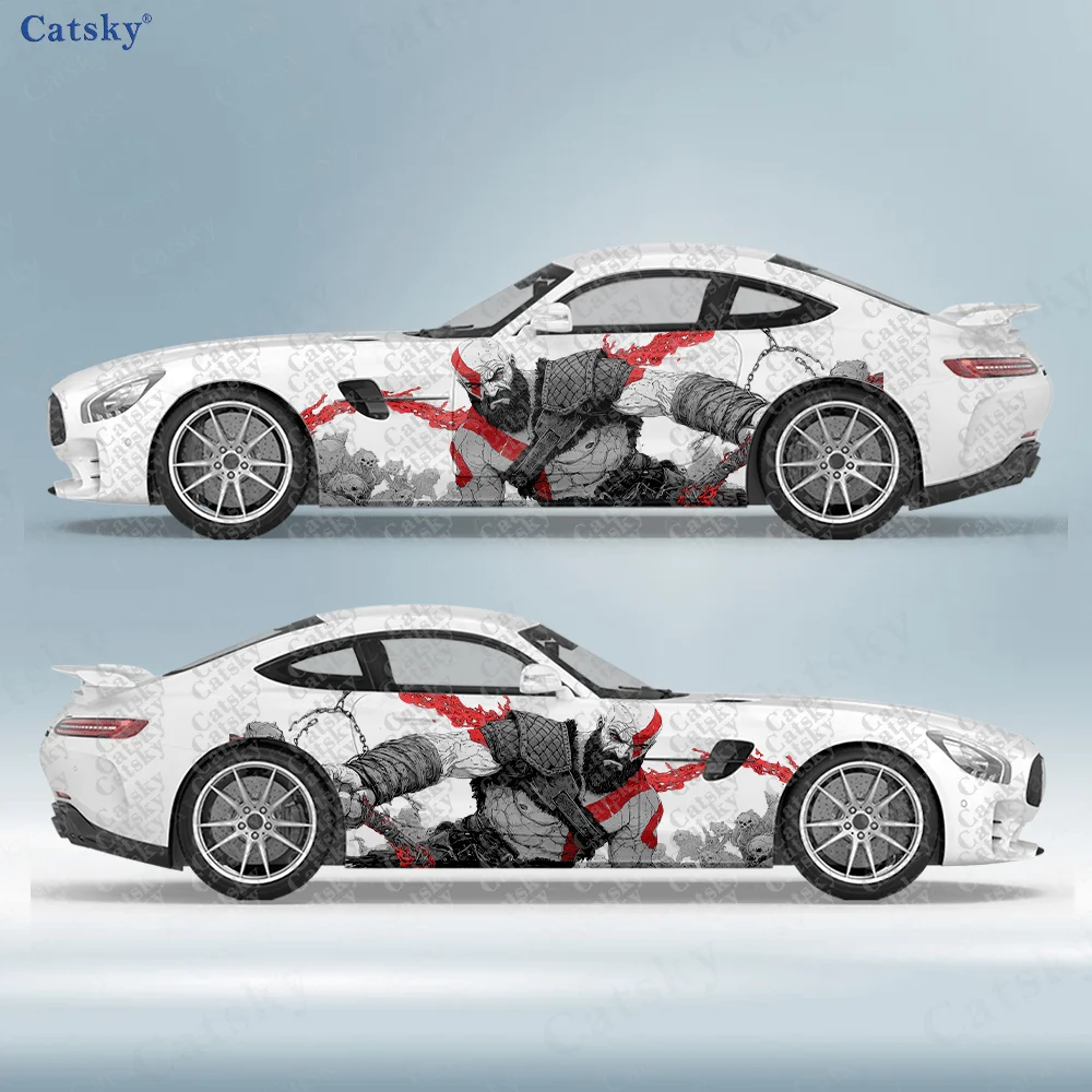 2pcs.God of War Wolf Pack Car Side Wraps, Self-Adhesive PVC Waterproof & Scratch-Resistant Stickers, Car Accessory Gift