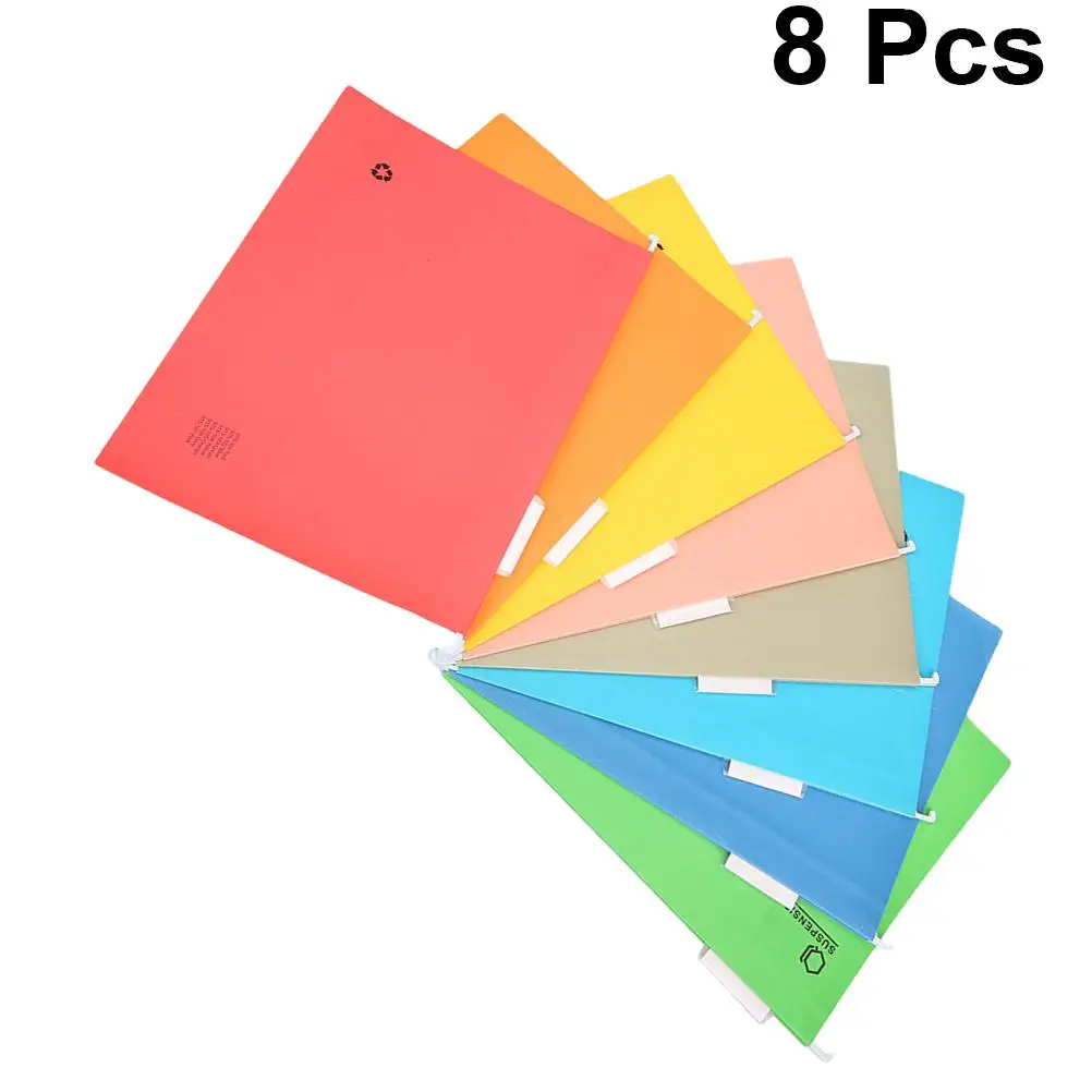 

8pcs File Folders Hanging Labor Clip A4 Paper Wide Opening Classification Label Home Office Storage Supplies Record Holder