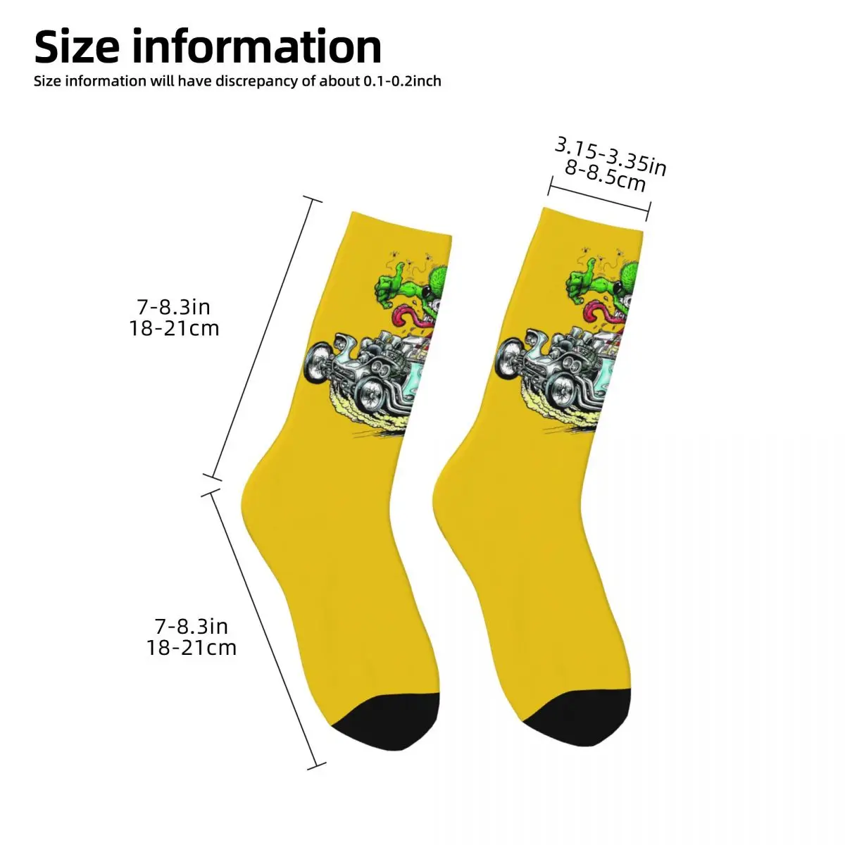 Chaussettes unisexes impression 3D RNCan, chaussettes de cyclisme Harajuku Tales of the Rat Fink 4 Intéressant Four Seasons