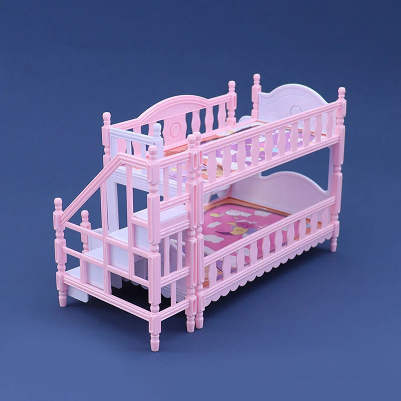 Bjd Puppe Kinder spielen Haus für Puppen zubehör Simulation europäische Möbel Prinzessin Doppelbett mit Treppe Schlafzimmer Dekor