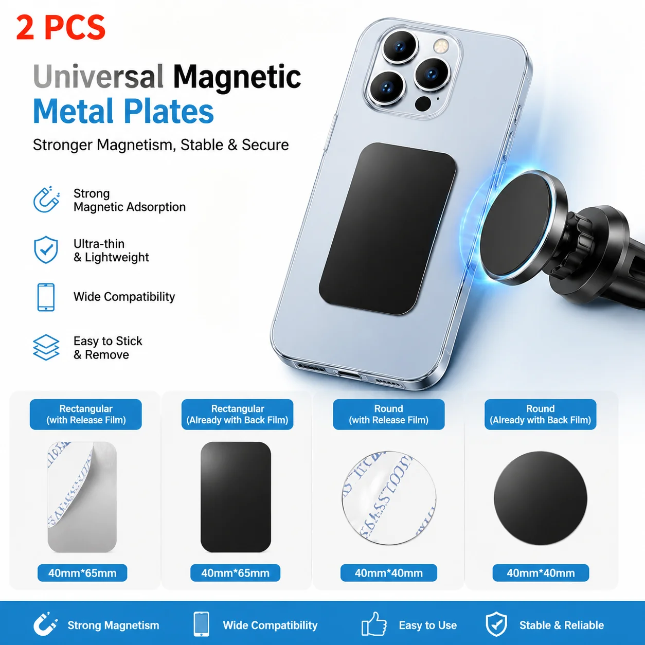 Magnetic Phone Holder For Car Vent - Magnetic Phone Mount Metal Plate with