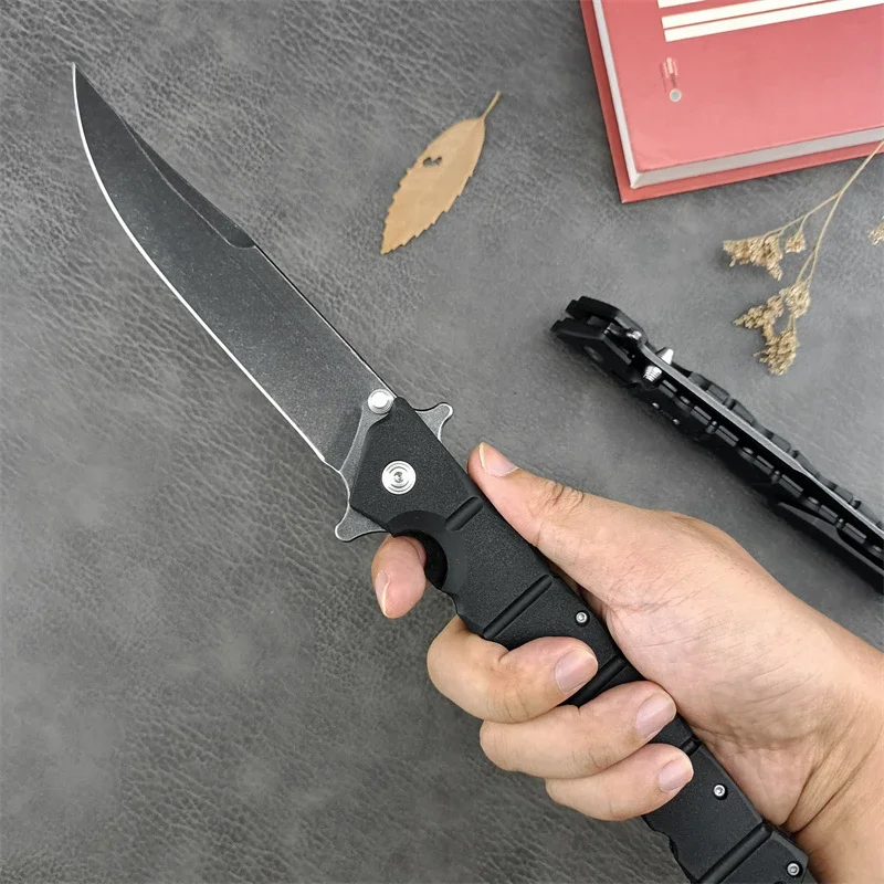 C/S Luzon 6 Outdoor Military Combat Rescue Self-defense Knife EDC folding Knife 440C clip blade black nylon fiber handle