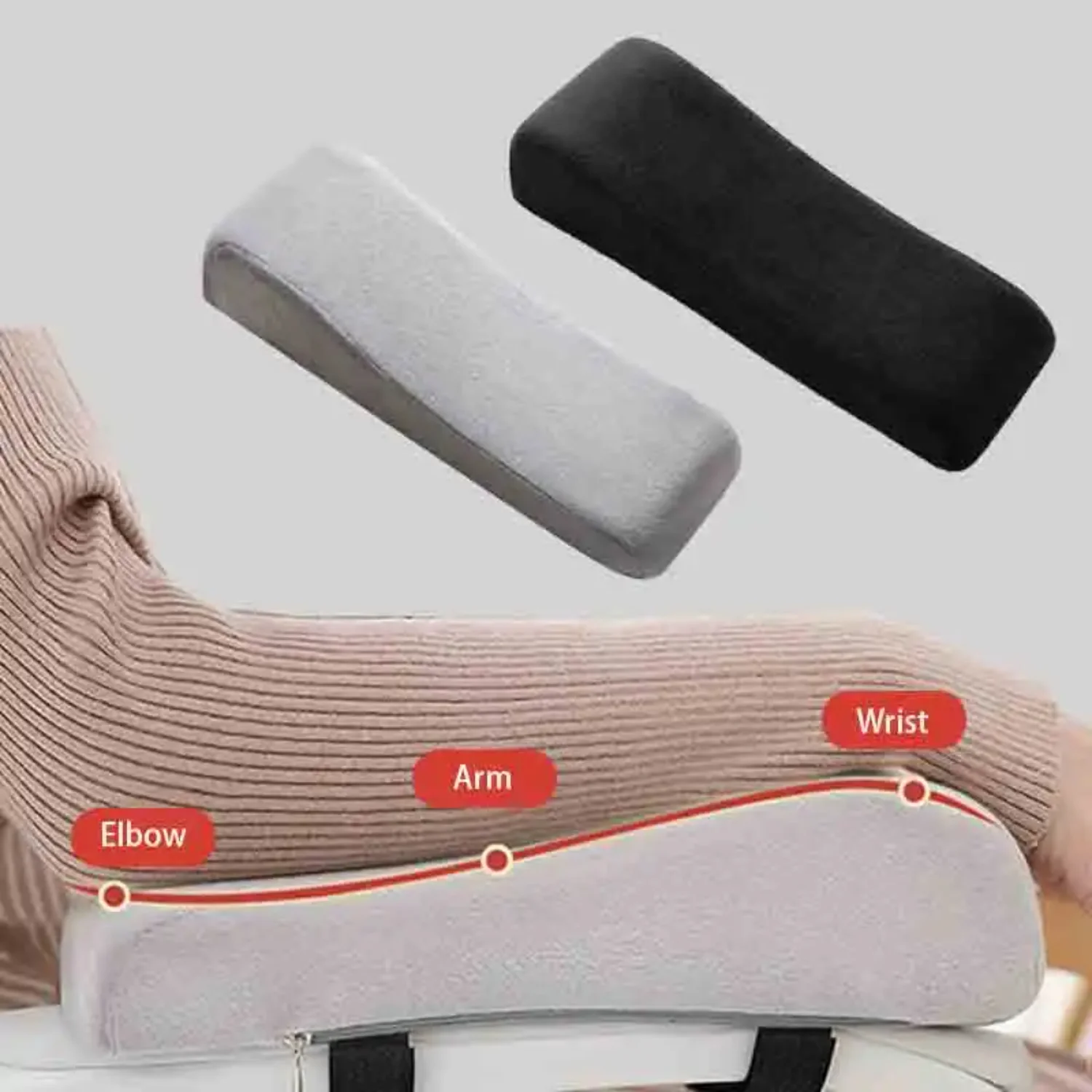 1PC Memory Foam Chair Armrest Pads Black Grey Computer Chair Armrest Cushion Relief Elbows Forearm Pressure Pad   Offiice