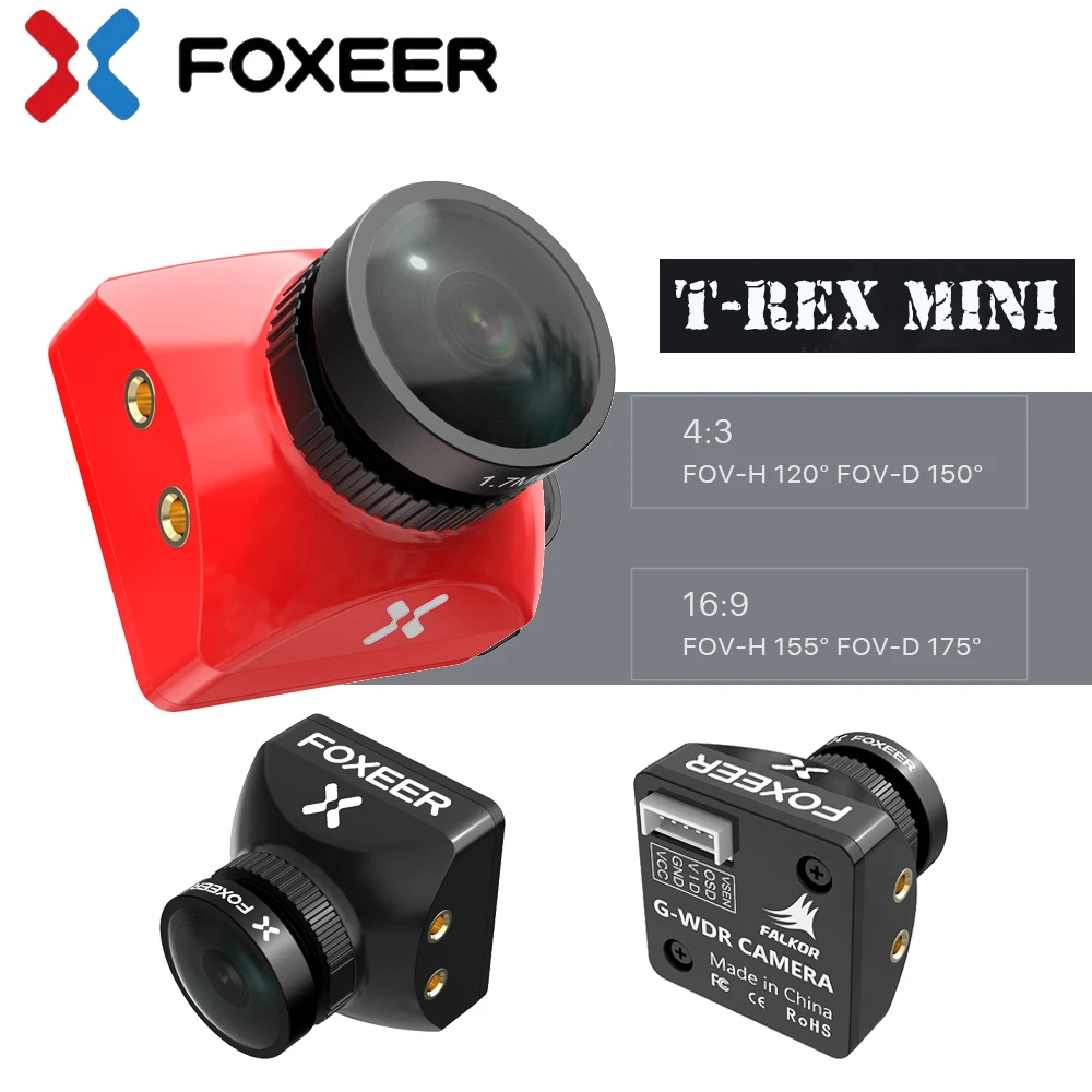 

Foxeer T-Rex Mini 1500TVL 6ms Low Latency CMOS 2MP 4:3/16:9 PAL/NTSC Switchable Super WDR FPV Camera For FPV Racing Drones