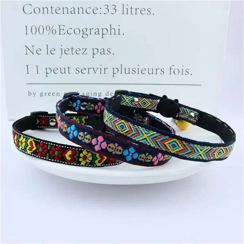 Collier réglable à motif jacquard à carreaux colorés pour chat et chien, avec glands, orné de Havana