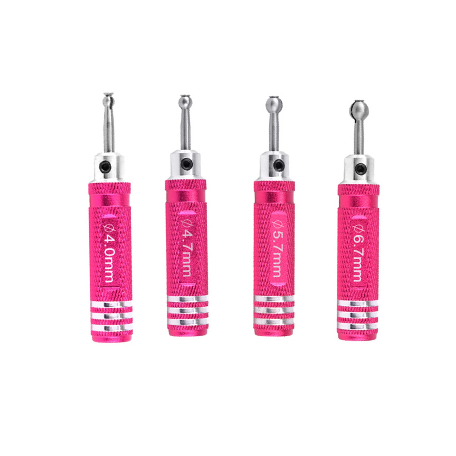 4Pcs/Set Steel Aluminum 4.0mm 4.7mm 5.7mm 6.7mm Ball Head Reamer Driver Repair Tools Kit For RC Model Car Accessories Durable
