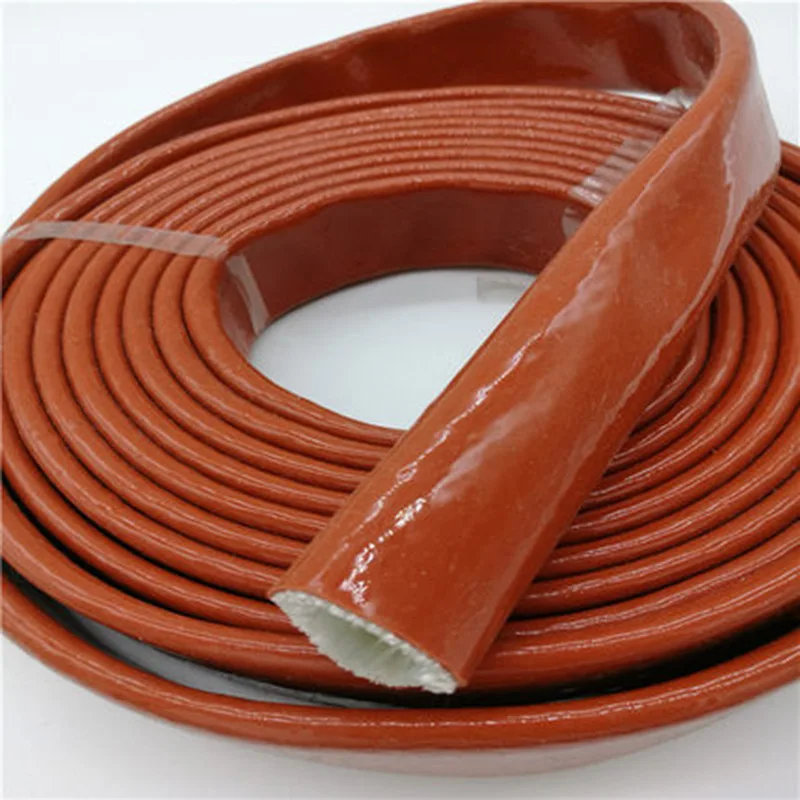 4/6/8/10/12mm High Temperature Fire Retardant Fiberglass Tube Silicone Coated Glass Fiber Casing Pipe Fireproof Cable Protector
