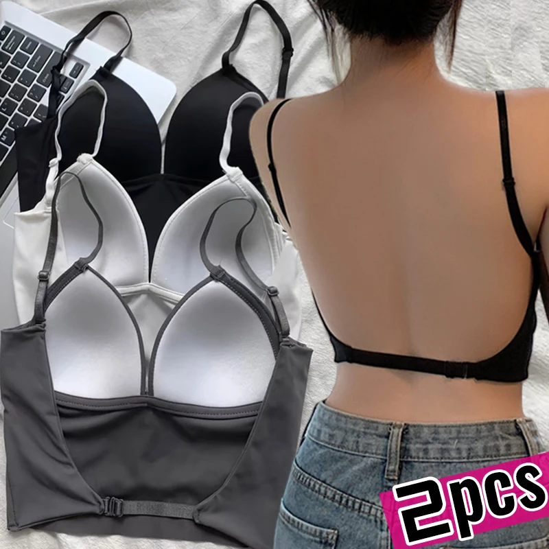 

Sexy Women's Backless Bra Invisible Bralette Lace Wedding Bras Low Back Underwear Push Up Brassiere Seamless Lingerie Corset Bra