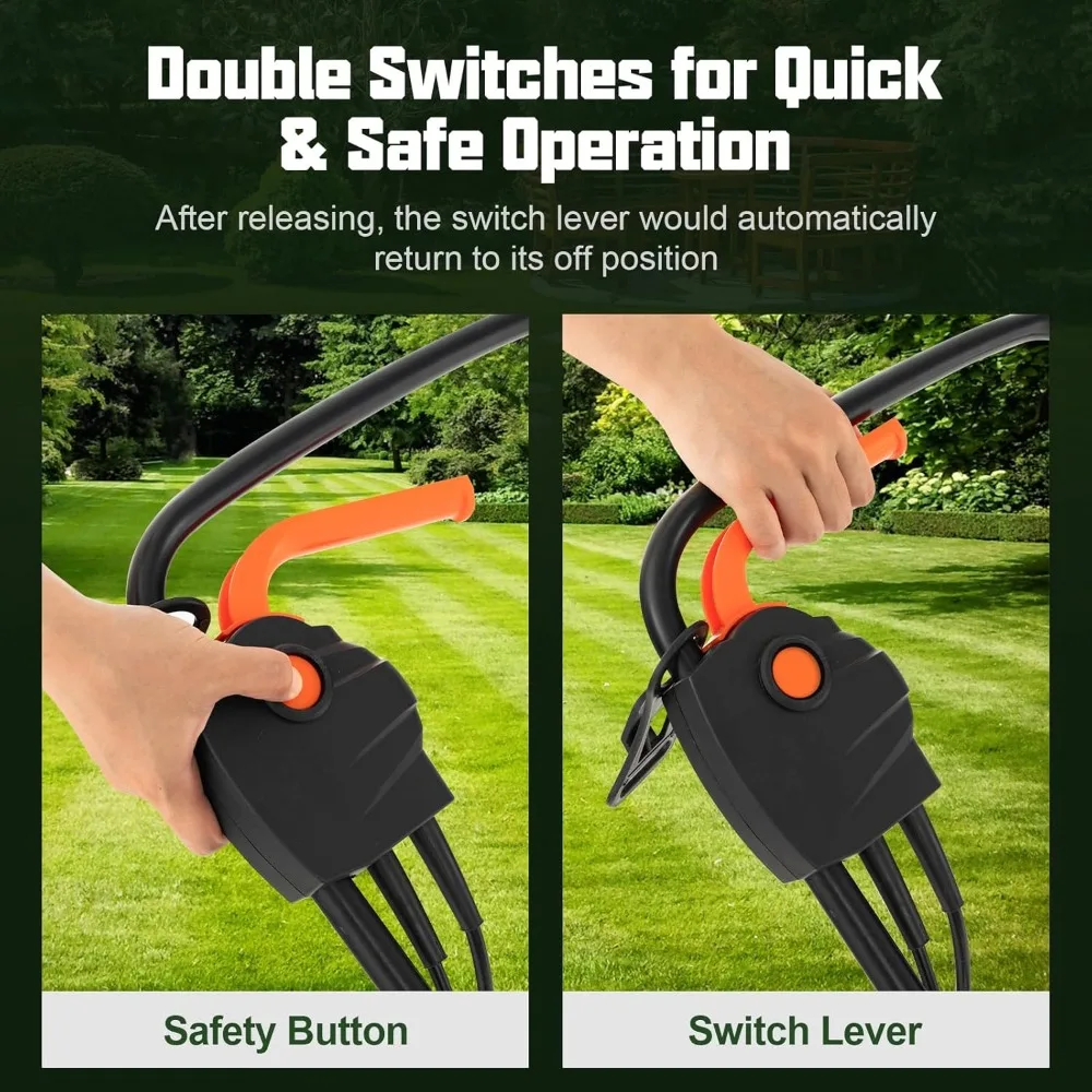 Cortacésped con cable de 13 pulgadas con motor de cobre de 10 amperios, colector de césped de 6,6 galones, ajustes de altura de 3 posiciones para el cuidado del césped con empuje