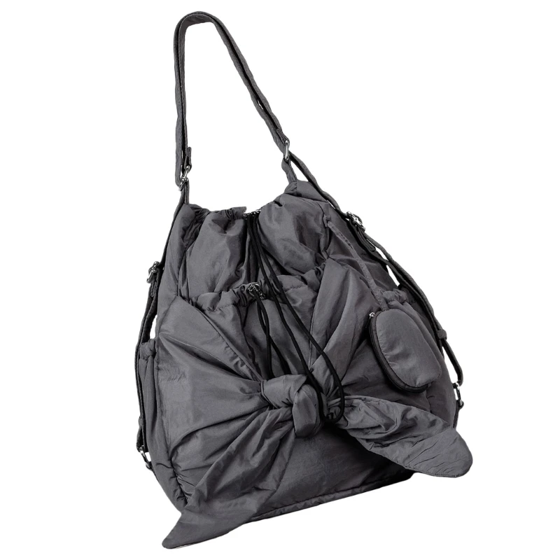 Bolsa funcional nylon com cordão, vários bolsos, mochila ombro