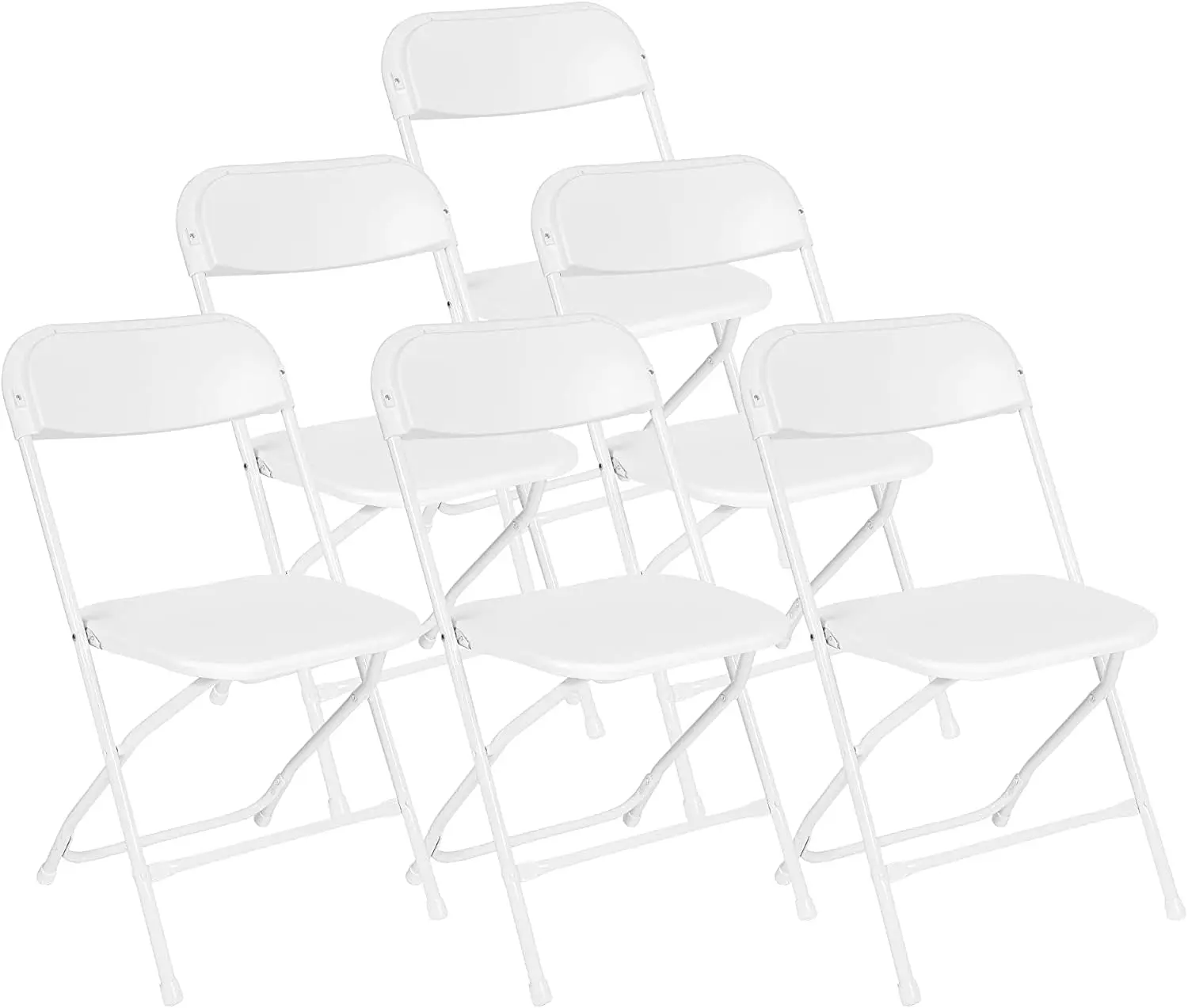 6 Pack White Plastic Folding Chair, Foldable Party Chairs, 330 lbs Capacity,Indoor Outdoor Folding Chairs,for Wedding Backyard