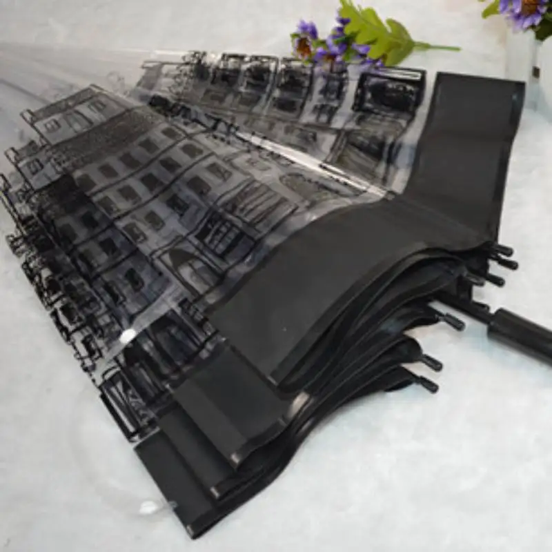 

Зонт в британском стиле с арочной ручкой, длинной ручкой, автоматический, прозрачный, для женщин, креативный, ретро, от солнца и дождя