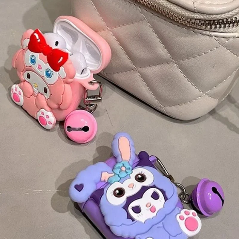 Sanrio Cartoon Kuromi My Melody Airpods Case Kawaii Anime Airpods Pro 1 2 3 Soft Silicone Protective Sleeve Girl Creative Gifts